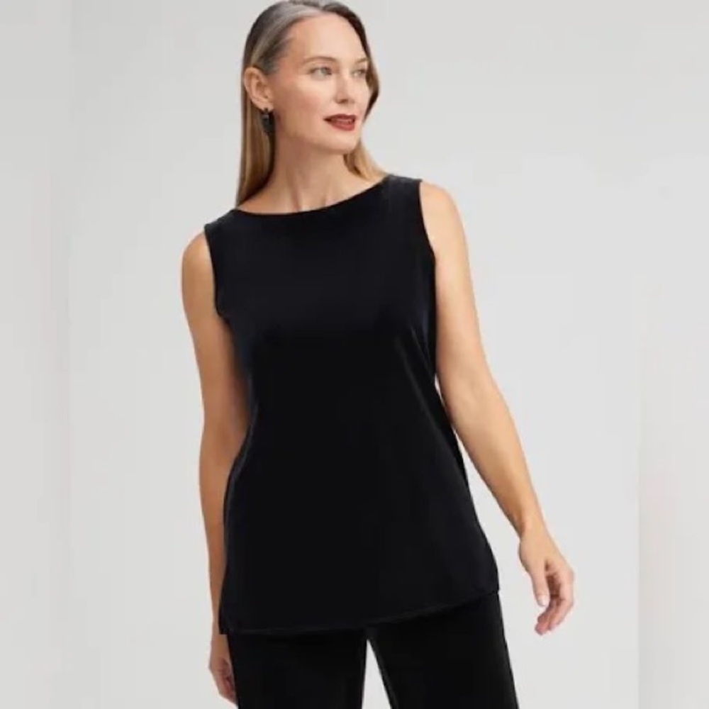 Chico’s Travelers black strech velvet top  size  3 / Large